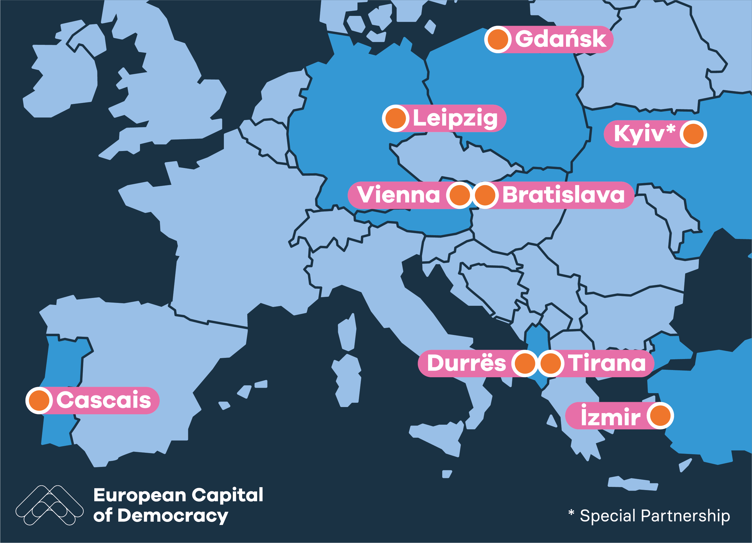 Acht Städte konkurrieren um den Titel „Europäische Hauptstadt der Demokratie 2024/25“.
